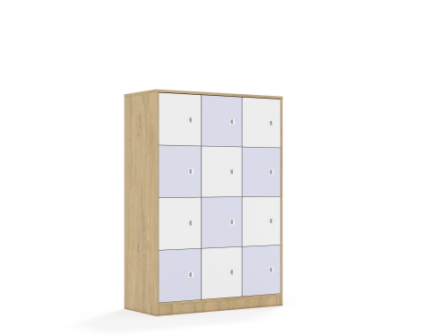 Szafa Blox Colours 110 4PP 12F1 1049x466x1517 korpus dąb/6x front biały i 6x front pastelowy fioletowy
