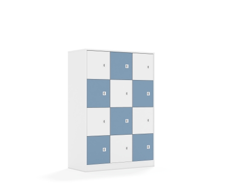 Szafa Blox Colours 110 4PP 12F1 1049x466x1517 korpus biały/6x front biały i 6x front pastelowy niebieski