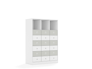 Regał Blox Colours 110 4PP 12SB 6SS 1049x466x1517 korpus biały/9x szuflada biała i 9x szuflada jasna szara
