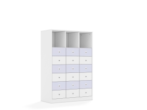 Regał Blox Colours 110 4PP 12SB 6SS 1049x466x1517 korpus biały/9x szuflada biała i 9x szuflada pastelowa fioletowa