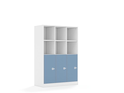 Regał Blox Colours 110 4PP 3F2 1049x466x1517 korpus biały/3x front pastelowy niebieski - f4e41d97b98a3a909fff9a099225ba59