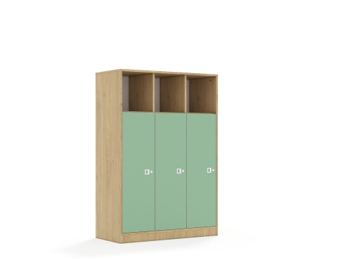 Regał Blox Colours 110 4PP 3F3 1049x466x1517 korpus dąb/3x front pastelowy zielony