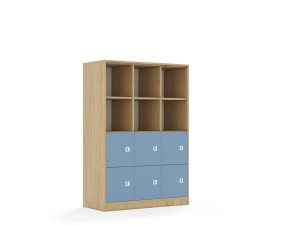 Regał Blox Colours 110 4PP 6F1 1049x466x1517 korpus dąb/6x front pastelowy niebieski