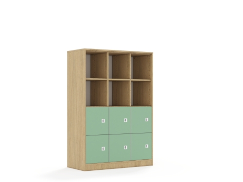 Regał Blox Colours 110 4PP 6F1 1049x466x1517 korpus dąb/6x front pastelowy zielony - 60d61fa018d9600981e89874a9be3215