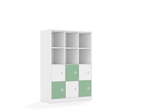 Regał Blox Colours 110 4PP 6F1 1049x466x1517 korpus biały/3x front biały i 3x front pastelowy zielony - b4ef1251ed67378daff756978dea570c