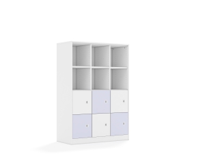 Regał Blox Colours 110 4PP 6F1 1049x466x1517 korpus biały/3x front biały i 3x front pastelowy fioletowy