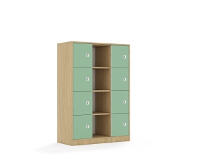 Regał Blox Colours 110 4PP 8F1 1049x466x1517 korpus dąb/8x front pastelowy zielony