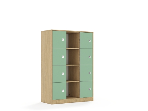 Regał Blox Colours 110 4PP 8F1 1049x466x1517 korpus dąb/8x front pastelowy zielony