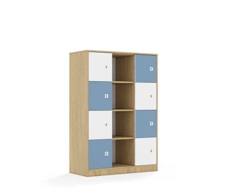 Regał Blox Colours 110 4PP 8F1 1049x466x1517 korpus dąb/4x front biały i 4x front pastelowy niebieski - 0fb9ace7e0c3d810605a321f1ef443c3