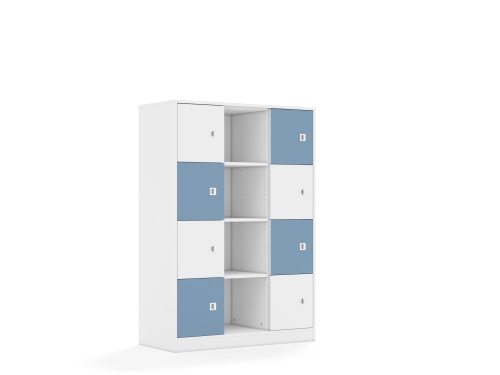Regał Blox Colours 110 4PP 8F1 1049x466x1517 korpus biały/4x front biały i 4x front pastelowy niebieski - 713ac5e8ceda1342a6e059007f73f752
