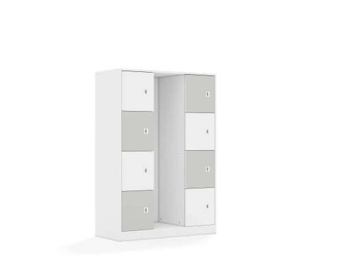 Regał na pojemniki Blox Colours 110 4PG 8F1 1049x466x1517 korpus biały/4x front biały i 4x front jasny szary - 06d67ea7c383a2074ca5962a03011c85