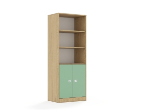Regał Blox Colours 70 5P 2F2 706x466x1869 korpus dąb/2x front pastelowy zielony