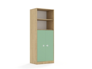 Regał Blox Colours 70 5P 2F3 706x466x1869 korpus dąb/2x front pastelowy zielony