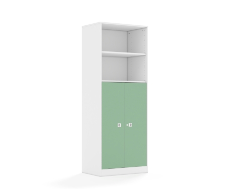 Regał Blox Colours 70 5P 2F3 706x466x1869 korpus biały/2x front pastelowy zielony