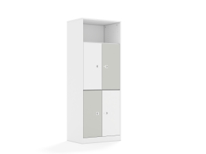 Regał Blox Colours 70 5P 4F2 706x466x1869 korpus biały/2x front biały i 2x front jasny szary