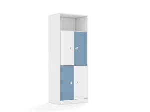 Regał Blox Colours 70 5P 4F2 706x466x1869 korpus biały/2x front biały i 2x front pastelowy niebieski