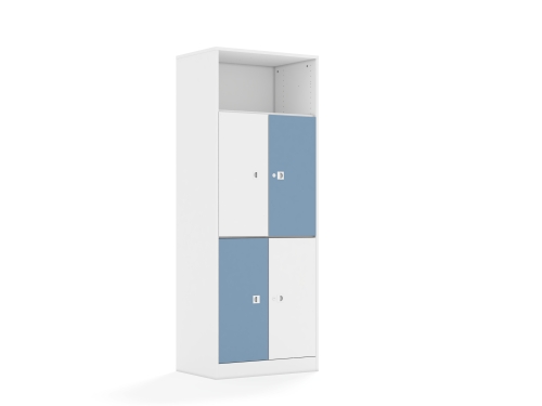Regał Blox Colours 70 5P 4F2 706x466x1869 korpus biały/2x front biały i 2x front pastelowy niebieski - b59461a12842fd72a157276422b2d043