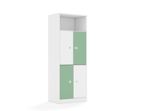 Regał Blox Colours 70 5P 4F2 706x466x1869 korpus biały/2x front biały i 2x front pastelowy zielony