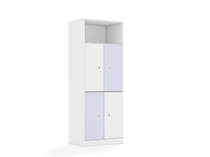Regał Blox Colours 70 5P 4F2 706x466x1869 korpus biały/2x front biały i 2x front pastelowy fioletowy