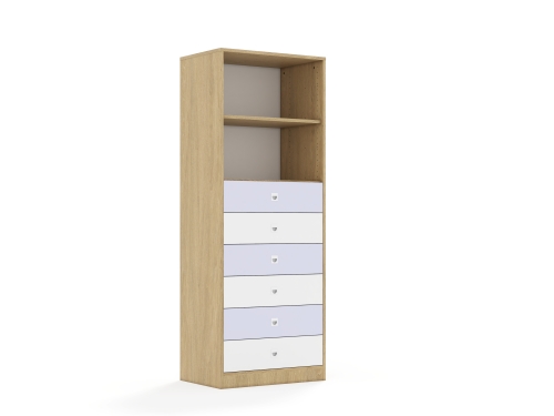 Regał Blox Colours 70 5P 6S 706x466x1869 korpus dąb/3x szuflada biała i 3x szuflada pastelowa fioletowa - f6ab4dbe430166c4c0a5fc59bfb34029