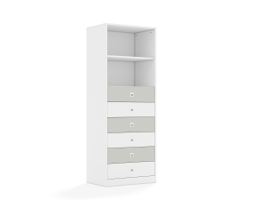 Regał Blox Colours 70 5P 6S 706x466x1869 korpus biały/3x szuflada biała i 3x szuflada jasna szara