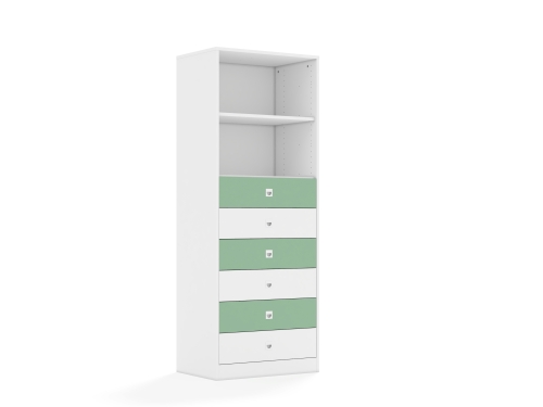 Regał Blox Colours 70 5P 6S 706x466x1869 korpus biały/3x szuflada biała i 3x szuflada pastelowa zielona - 6c573f7cf08f8e5499f07dfcdade3177