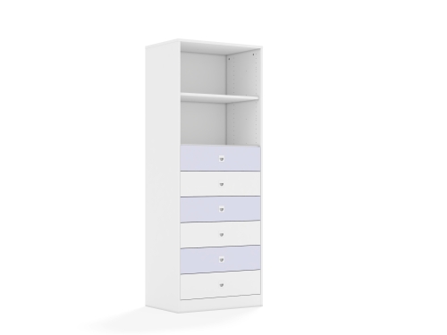 Regał Blox Colours 70 5P 6S 706x466x1869 korpus biały/3x szuflada biała i 3x szuflada pastelowa fioletowa - 60b50b42a0c0ff9b9182b091d23186a0