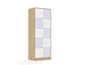 Szafa Blox Colours 70 5PP 10F1 706x466x1869 korpus dąb/5x front biały i 5x front pastelowy fioletowy