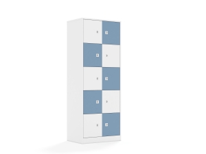 Szafa Blox Colours 70 5PP 10F1 706x466x1869 korpus biały/5x front biały i 5x front pastelowy niebieski