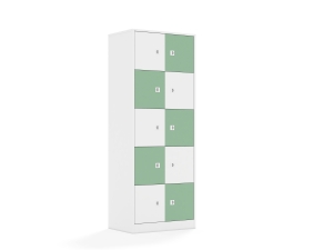 Szafa Blox Colours 70 5PP 10F1 706x466x1869 korpus biały/5x front biały i 5x front pastelowy zielony