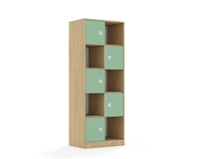 Regał Blox Colours 70 5PP 5F1 706x466x1869 korpus dąb/5x front pastelowy zielony