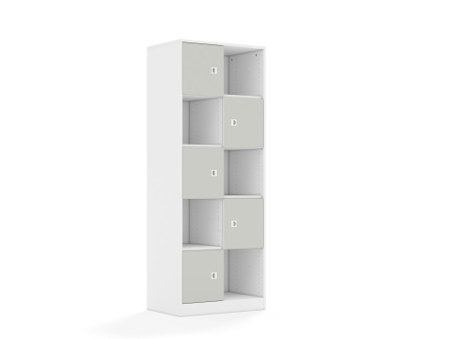 Regał Blox Colours 70 5PP 5F1 706x466x1869 korpus biały/5x front jasny szary