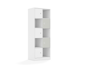 Regał Blox Colours 70 5PP 5F1 706x466x1869 korpus biały/3x front biały i 2x front jasny szary