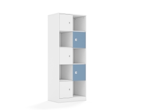 Regał Blox Colours 70 5PP 5F1 706x466x1869 korpus biały/3x front biały i 2x front pastelowy niebieski