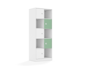 Regał Blox Colours 70 5PP 5F1 706x466x1869 korpus biały/3x front biały i 2x front pastelowy zielony
