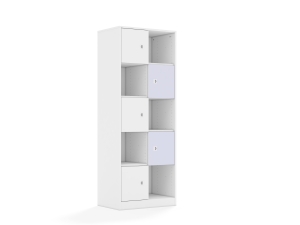 Regał Blox Colours 70 5PP 5F1 706x466x1869 korpus biały/3x front biały i 2x front pastelowy fioletowy