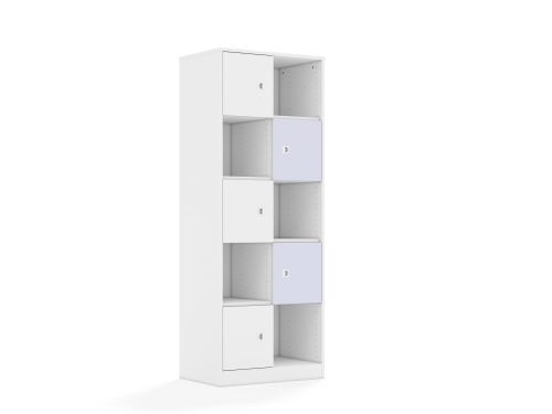 Regał Blox Colours 70 5PP 5F1 706x466x1869 korpus biały/3x front biały i 2x front pastelowy fioletowy