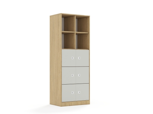 Regał Blox Colours 70 5PP 6F1 706x466x1869 korpus dąb/6x front jasny szary - 29eb48d54b56ea8892f09ceef27d4f21