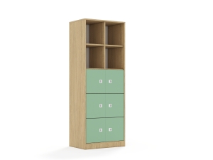 Regał Blox Colours 70 5PP 6F1 706x466x1869 korpus dąb/6x front pastelowy zielony