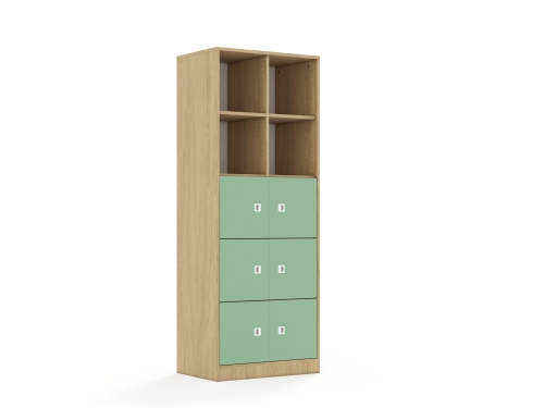Regał Blox Colours 70 5PP 6F1 706x466x1869 korpus dąb/6x front pastelowy zielony - 8af64a4fa42245a24f12dd036d7a247a