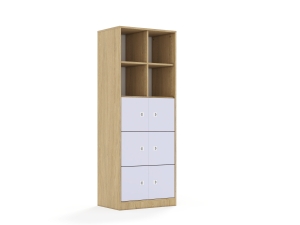 Regał Blox Colours 70 5PP 6F1 706x466x1869 korpus dąb/6x front pastelowy fioletowy