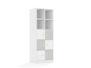 Regał Blox Colours 70 5PP 6F1 706x466x1869 korpus biały/3x front biały i 3x front jasny szary