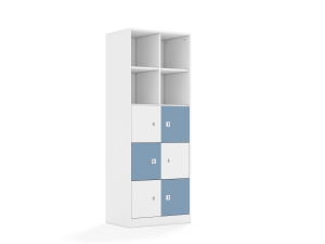 Regał Blox Colours 70 5PP 6F1 706x466x1869 korpus biały/3x front biały i 3x front pastelowy niebieski
