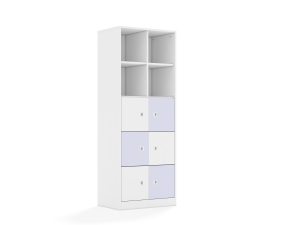 Regał Blox Colours 70 5PP 6F1 706x466x1869 korpus biały/3x front biały i 3x front pastelowy fioletowy