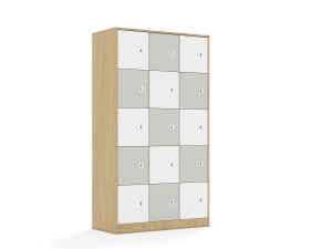 Szafa Blox Colours 110 5PP 15F1 1049x466x1869 korpus dąb/8x front biały i 7x front jasny szary