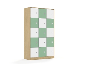 Szafa Blox Colours 110 5PP 15F1 1049x466x1869 korpus dąb/8x front biały i 7x front pastelowy zielony