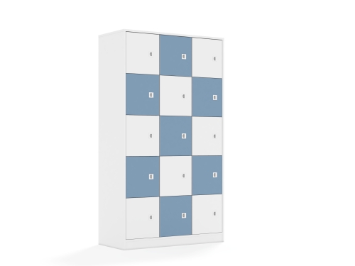 Szafa Blox Colours 110 5PP 15F1 1049x466x1869 korpus biały/8x front biały i 7x front pastelowy niebieski