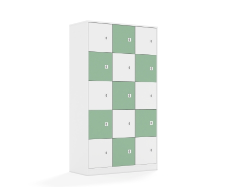 Szafa Blox Colours 110 5PP 15F1 1049x466x1869 korpus biały/8x front biały i 7x front pastelowy zielony