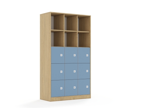 Regał Blox Colours 110 5PP 9F1 1049x466x1869 korpus dąb/9x front pastelowy niebieski