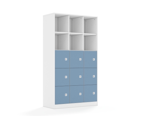 Regał Blox Colours 110 5PP 9F1 1049x466x1869 korpus biały/9x front pastelowy niebieski